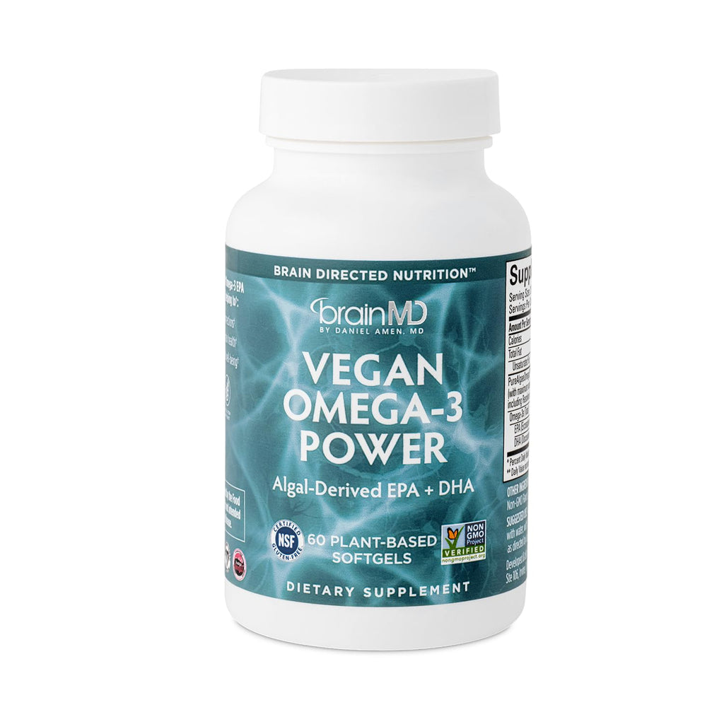 BrainMD Vegan Omega-3 Power Plant-Based Softgels - 60 Count