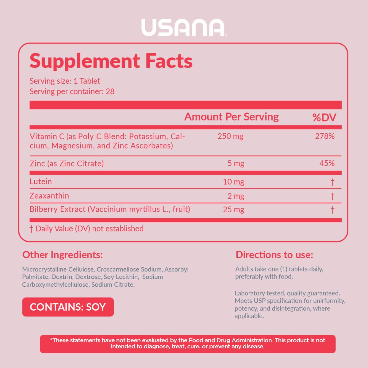 USANA Visionex DS Lutein & Zeaxanthin Formula - 28 Tablets - image 2