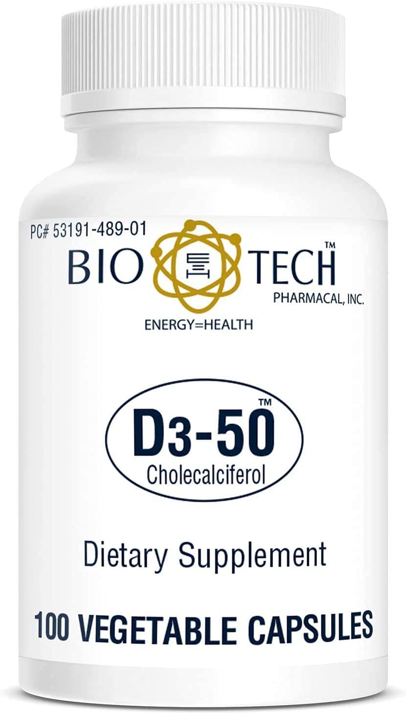 Bio-Tech Pharmacal D3-50 50,000 IU Vitamin D3 - 100 Vegetarian Capsules