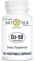 Bio-Tech Pharmacal D3-50 50,000 IU Vitamin D3 - 100 Vegetarian Capsules
