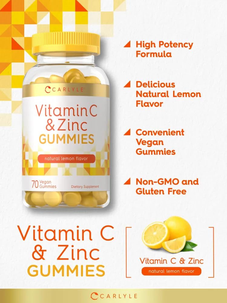 Carlyle Vitamin C and Zinc Gummies Immune Support - 70 Count - image 3
