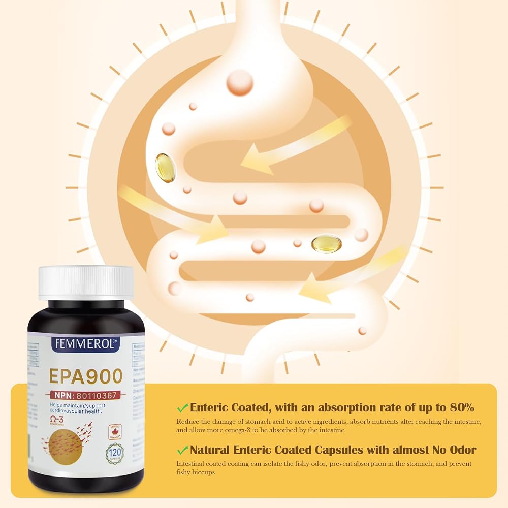 FEMMEROL Omega-3 EPA 900 Fish Oil - 120 Capsules - image 4