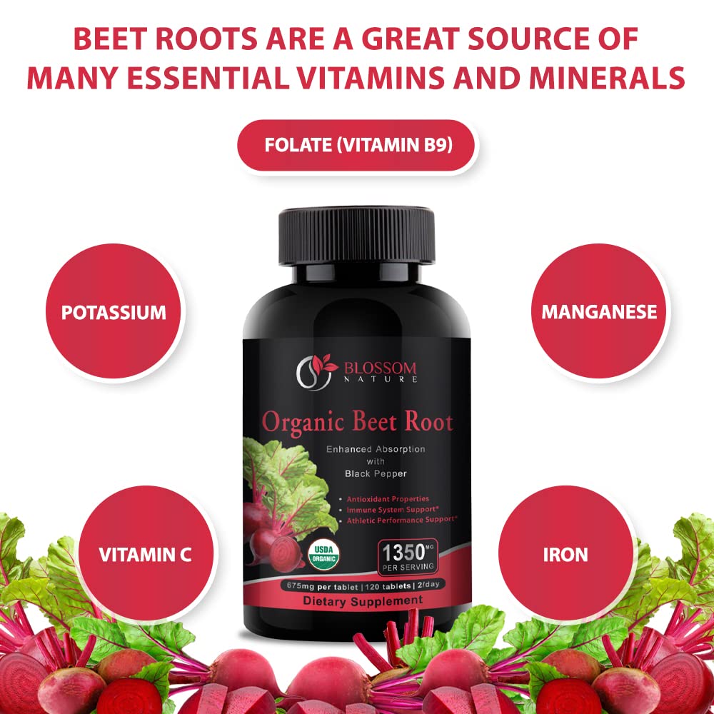 Blossom Nature Organic Beet Root Powder 1350mg - 120 Tablets - image 5