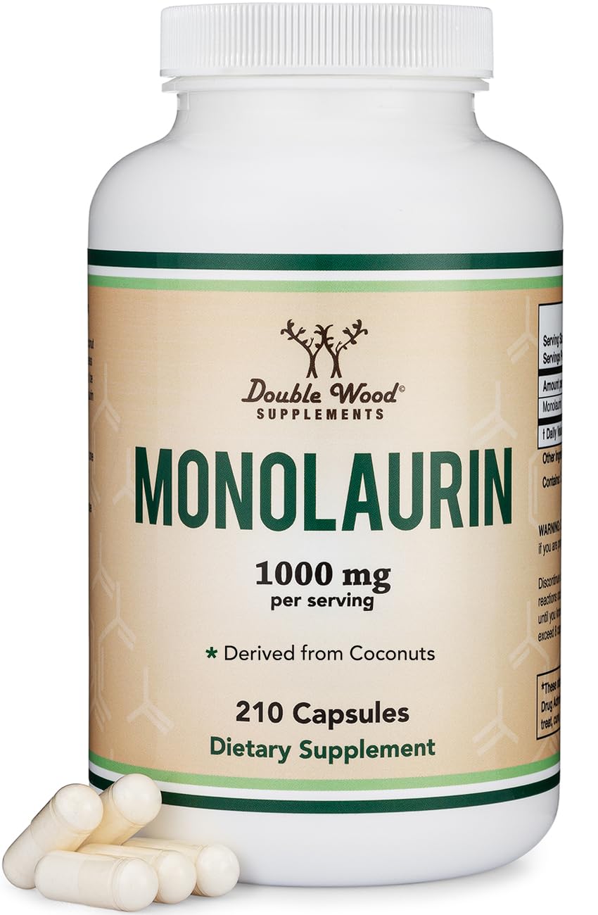 Double Wood Supplements Monolaurin 1,000mg Immune Support - 210 Capsules