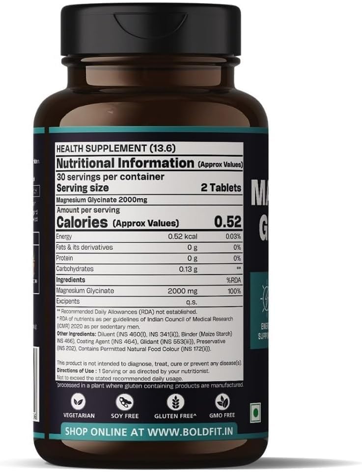 Generic Magnesium Glycinate Supplement 2000mg - 60 Vegetarian Tablets - image 2