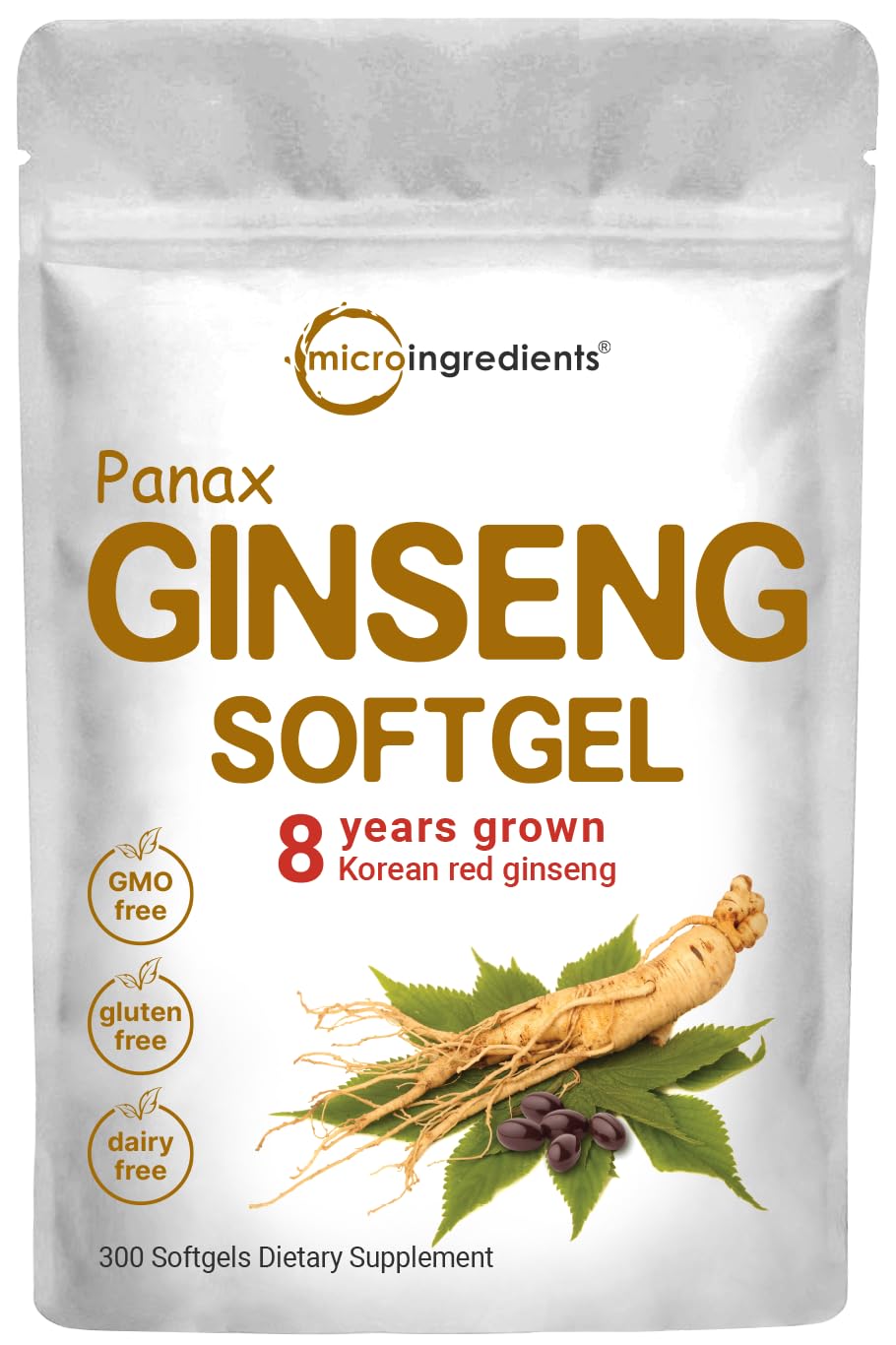 Micro Ingredients Red Panax Ginseng Supplement - 300 Softgels