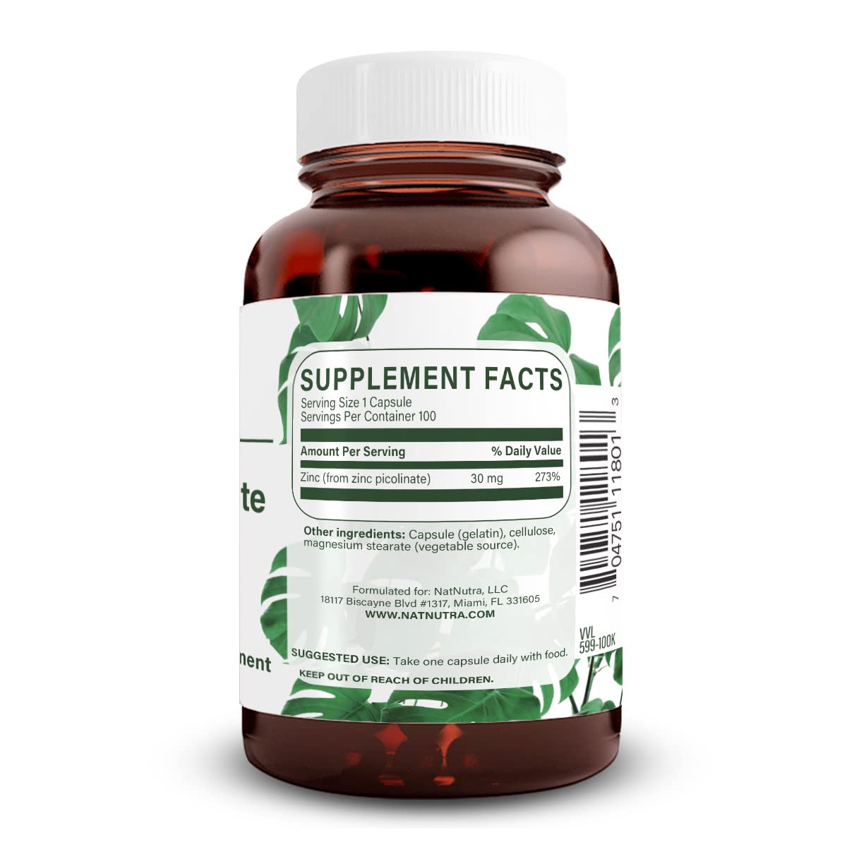 Natural Nutra Zinc Picolinate 30 mg, Supplement Parent