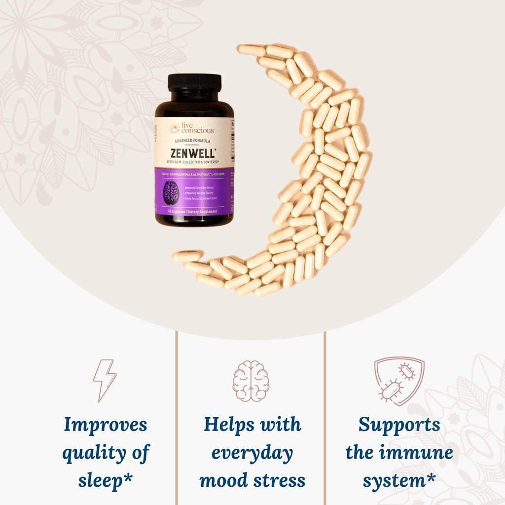 Live Conscious KSM-66 Ashwagandha with L-Theanine Stress Relief - 120 Capsules - image 3