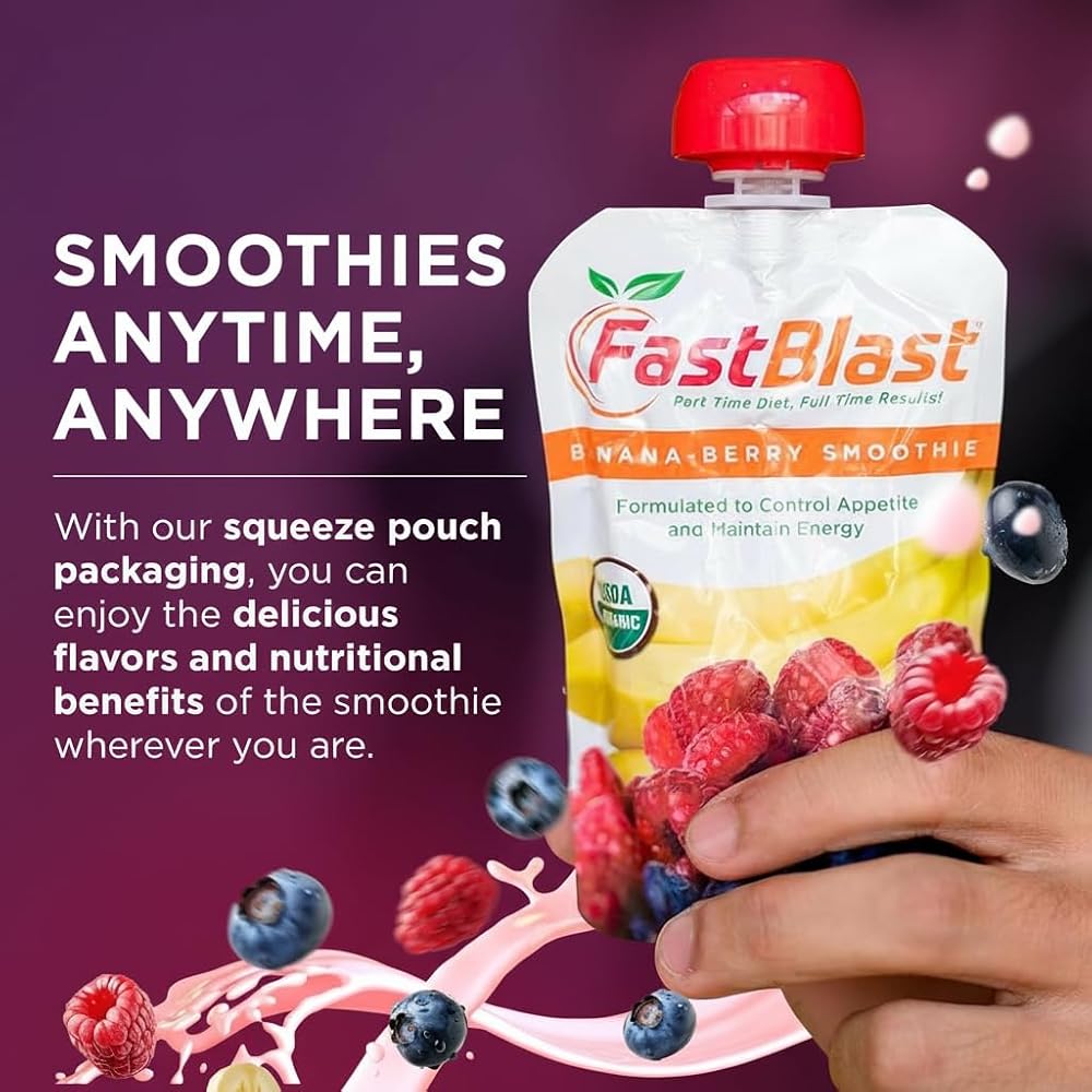 FastBlast Smoothie Pouches Banana Berry-Intermittent Fasting Drink