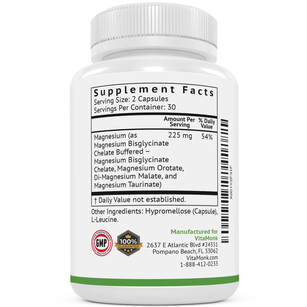 VitaMonk Magnesium Complex Glycinate Malate Taurate Orotate - 60 Capsules - image 8