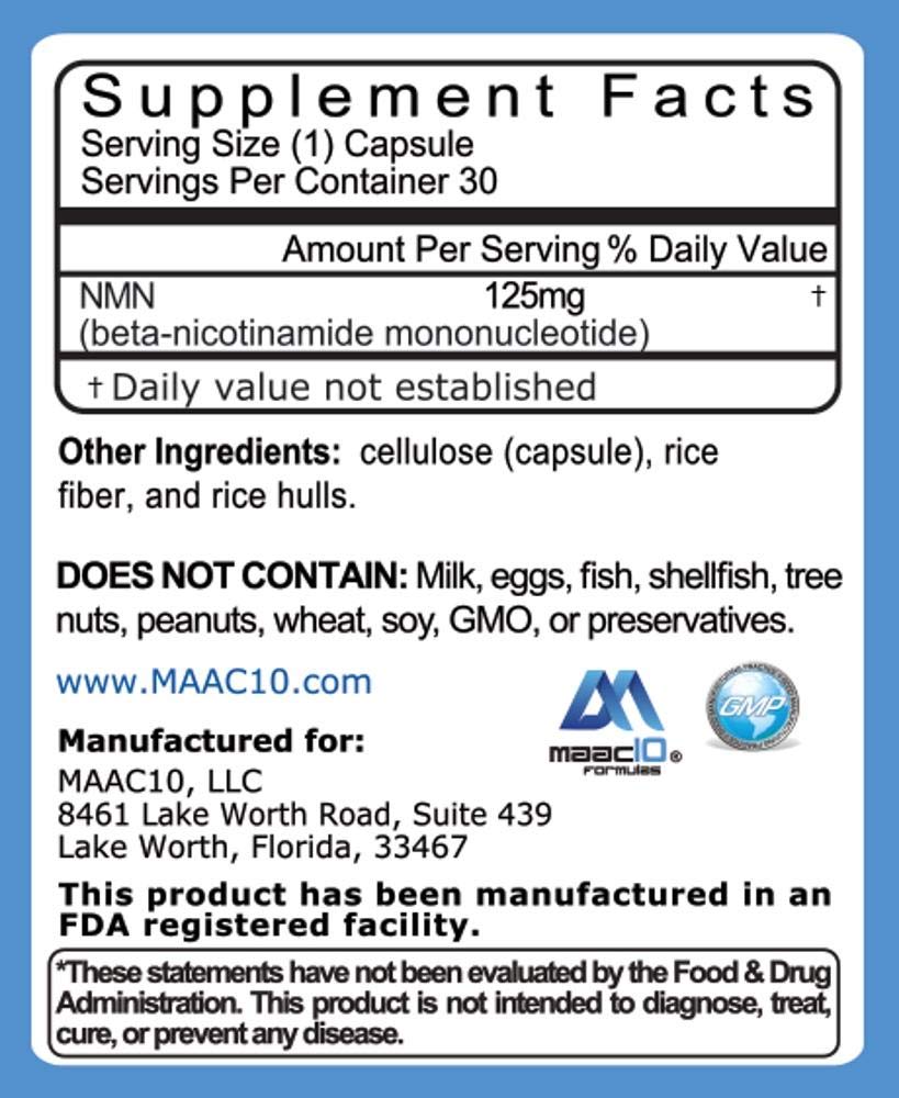 MAAC10 NMN 125mg Supplement NAD+ Support - 3 Pack - image 2