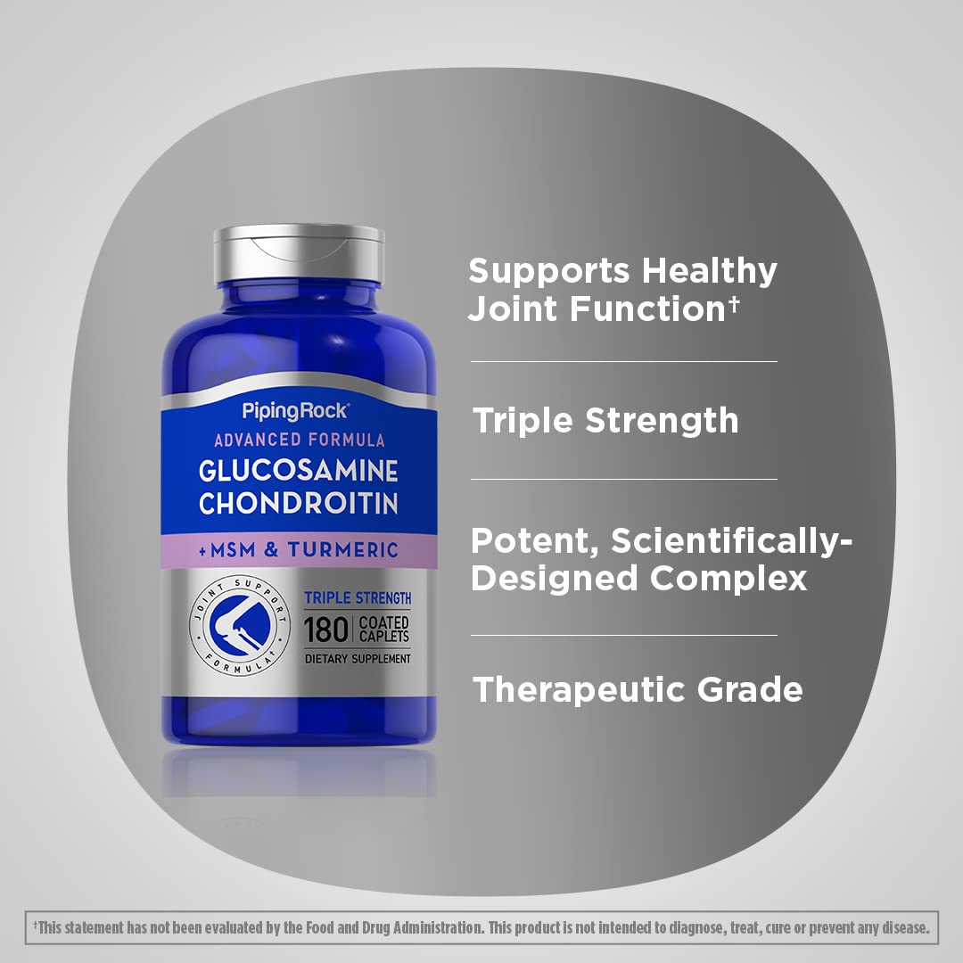 Piping Rock Glucosamine Chondroitin MSM Turmeric - 180 Caplets - image 4