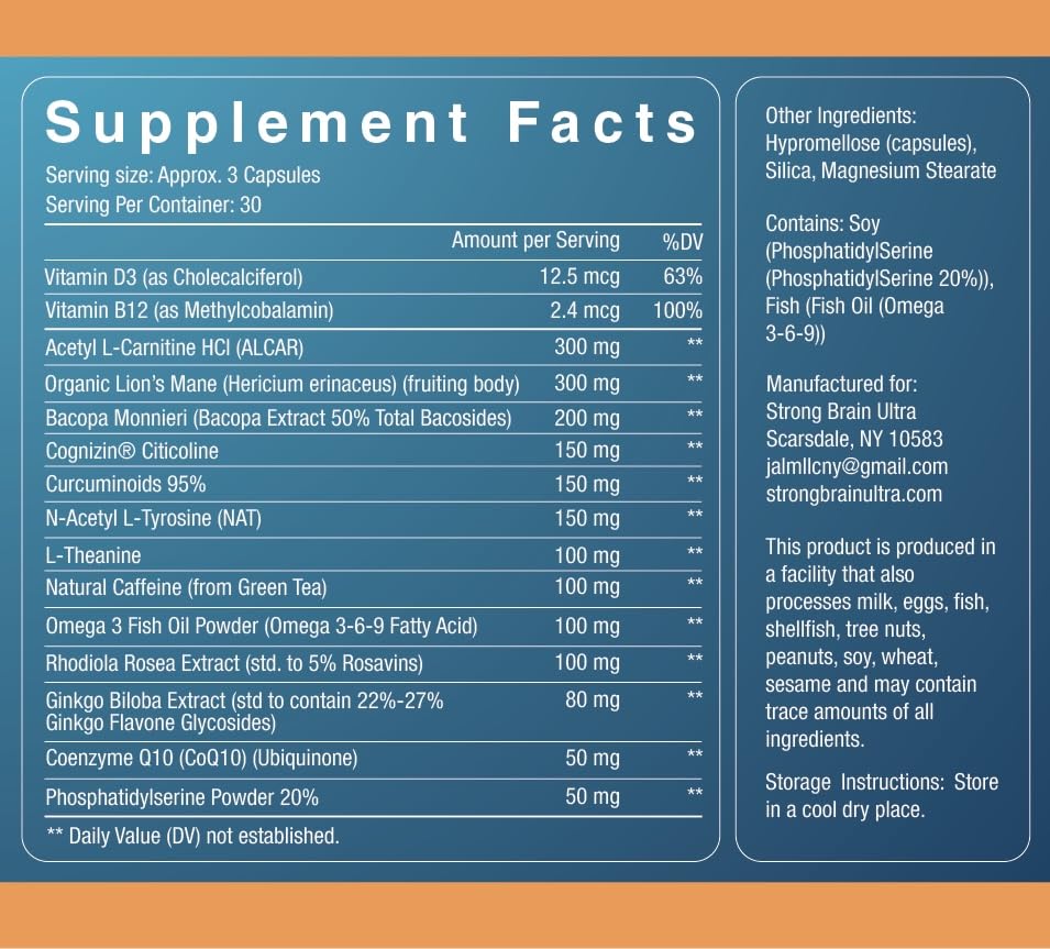 Strong Brain Ultra Nootropic for Cognitive Support & Focus - 90 Capsules - image 2