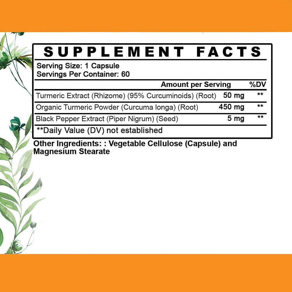Angry Supplements Turmeric Curcumin with Black Pepper - 60 Vegetarian Capsules - image 2