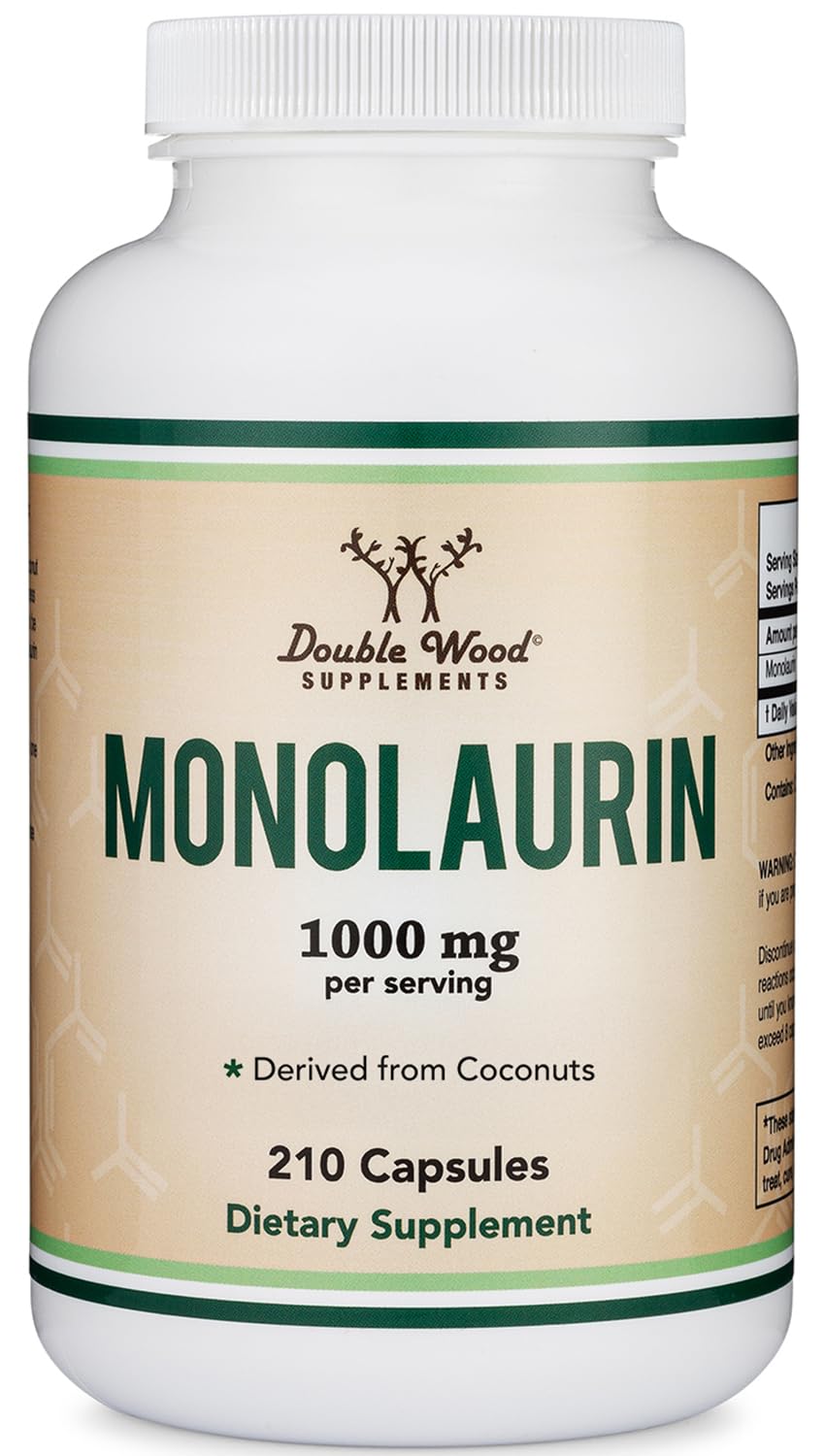 Double Wood Supplements Monolaurin 1,000mg Immune Support - 210 Capsules - image 5