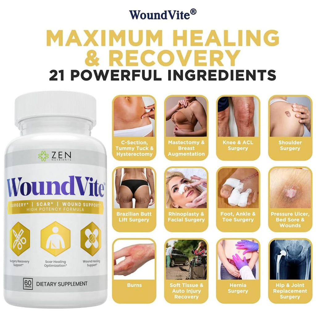 Zen Nutrients WoundVite Pre & Post Surgery Support - 60 Vegan Capsules - image 2