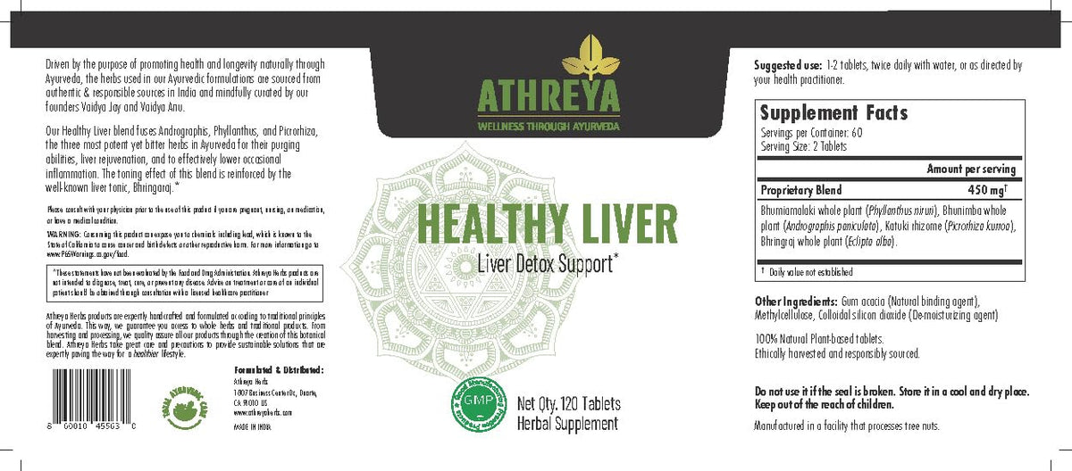 Athreya Herbs Healthy Liver Tablets - 120 Tablets - image 2