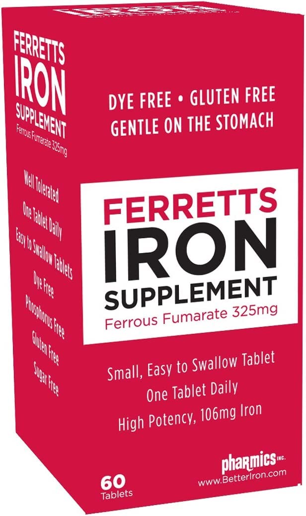 Ferretts Iron Tablets 325mg Ferrous Fumarate - 240 Tablets