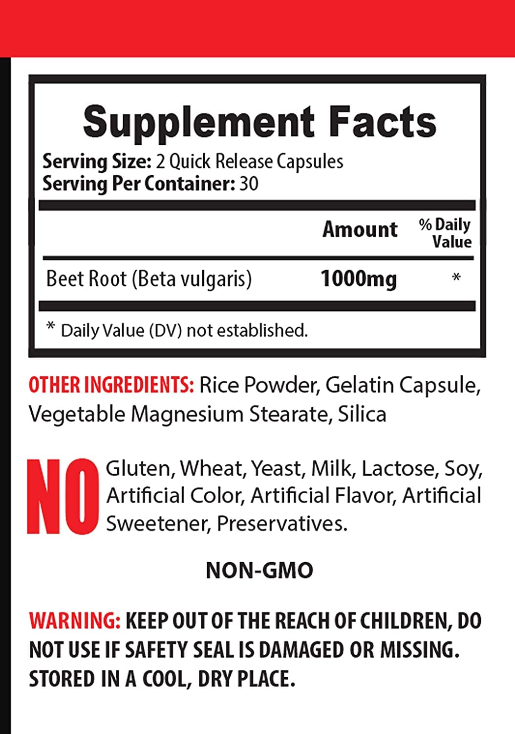 VIP Supplements Beet Root 1000 MG Nitric Oxide Supplement - 60 Tablets - image 2