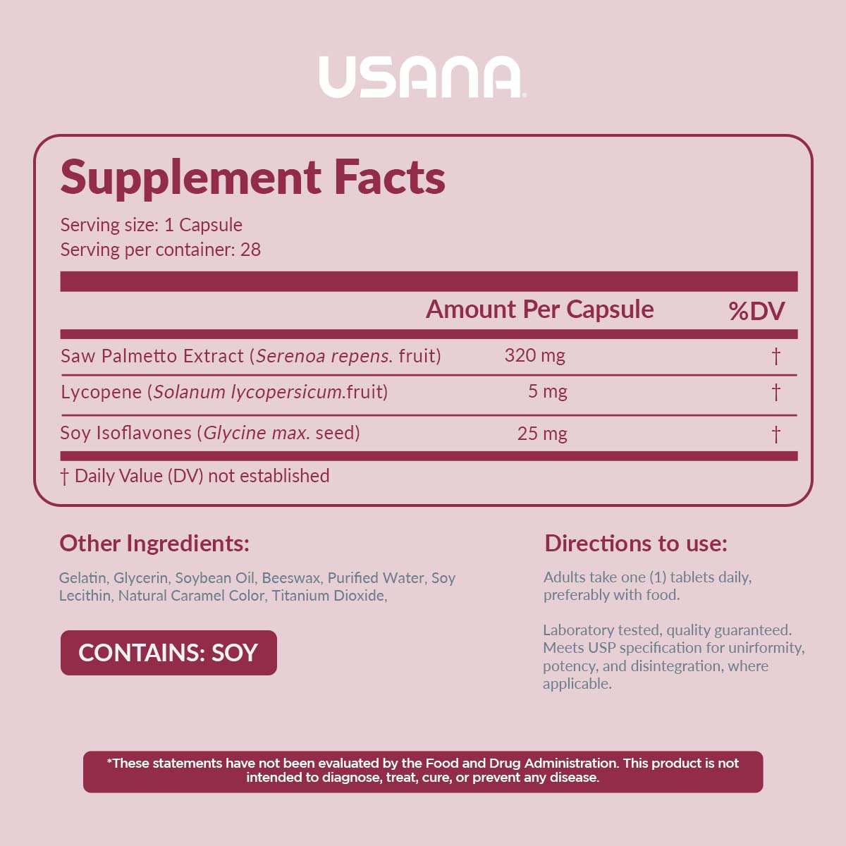 USANA Palmetto Plus Saw Palmetto Supplement for Men - 28 Capsules - image 2