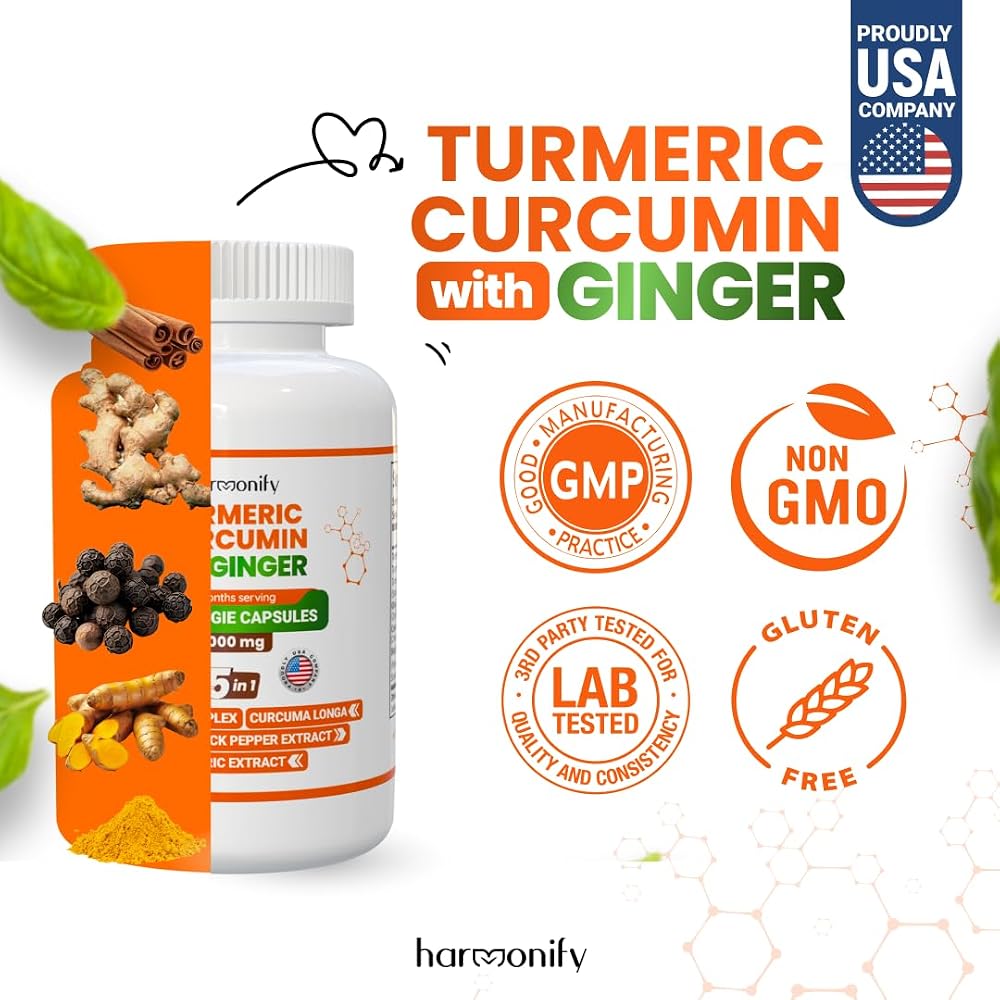HARMONIFY Turmeric Curcumin with Ginger & Black Pepper - 120 Capsules - image 2