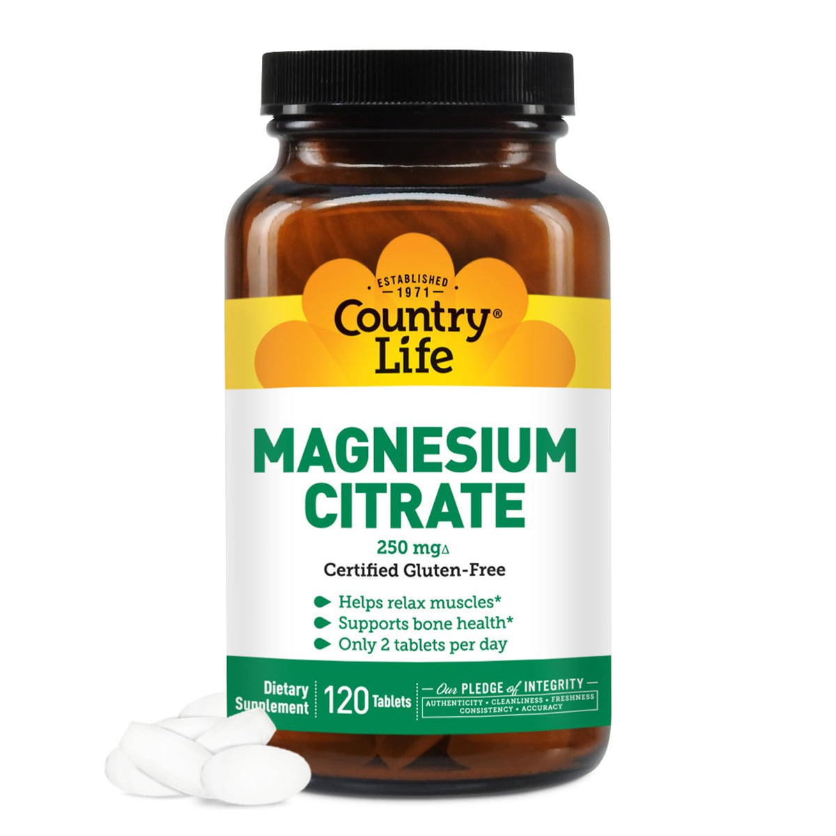 Country Life Magnesium Citrate 250 mg - 120 Tablets
