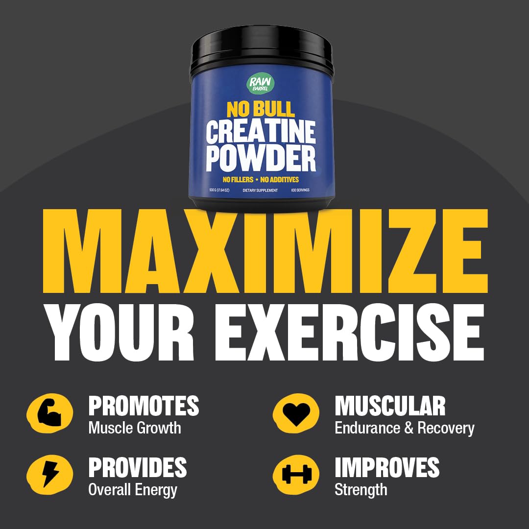 Raw Barrel Creatine Monohydrate Powder - 500g - image 3
