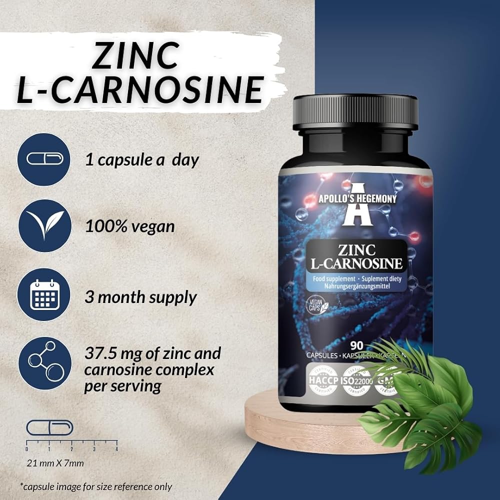 APOLLO'S HEGEMONY Zinc L-Carnosine 37.5 mg - 90 Vegan Capsules - image 4