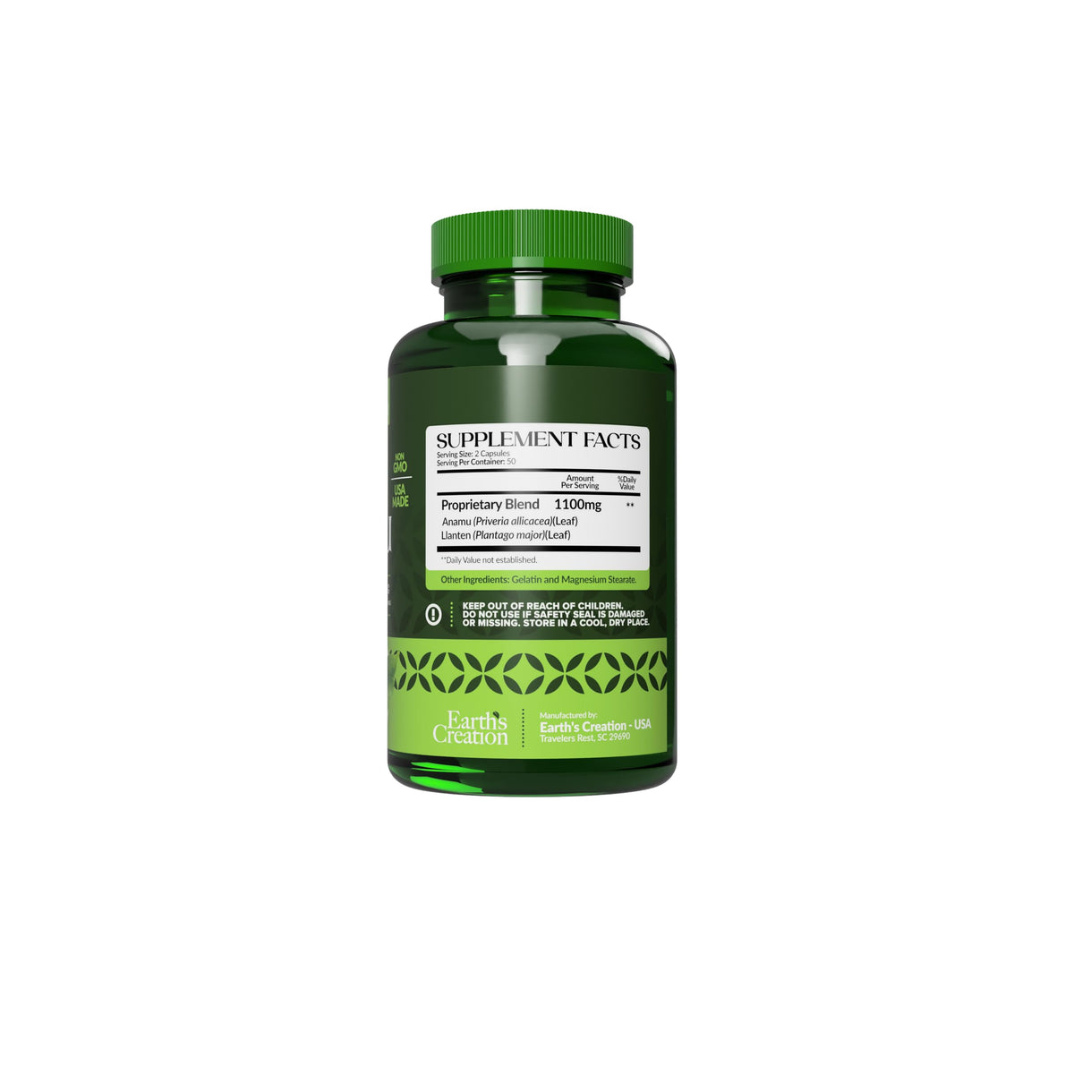 Earth's Creation Anamu 1250mg Organically Grown - 100 Capsules - image 2