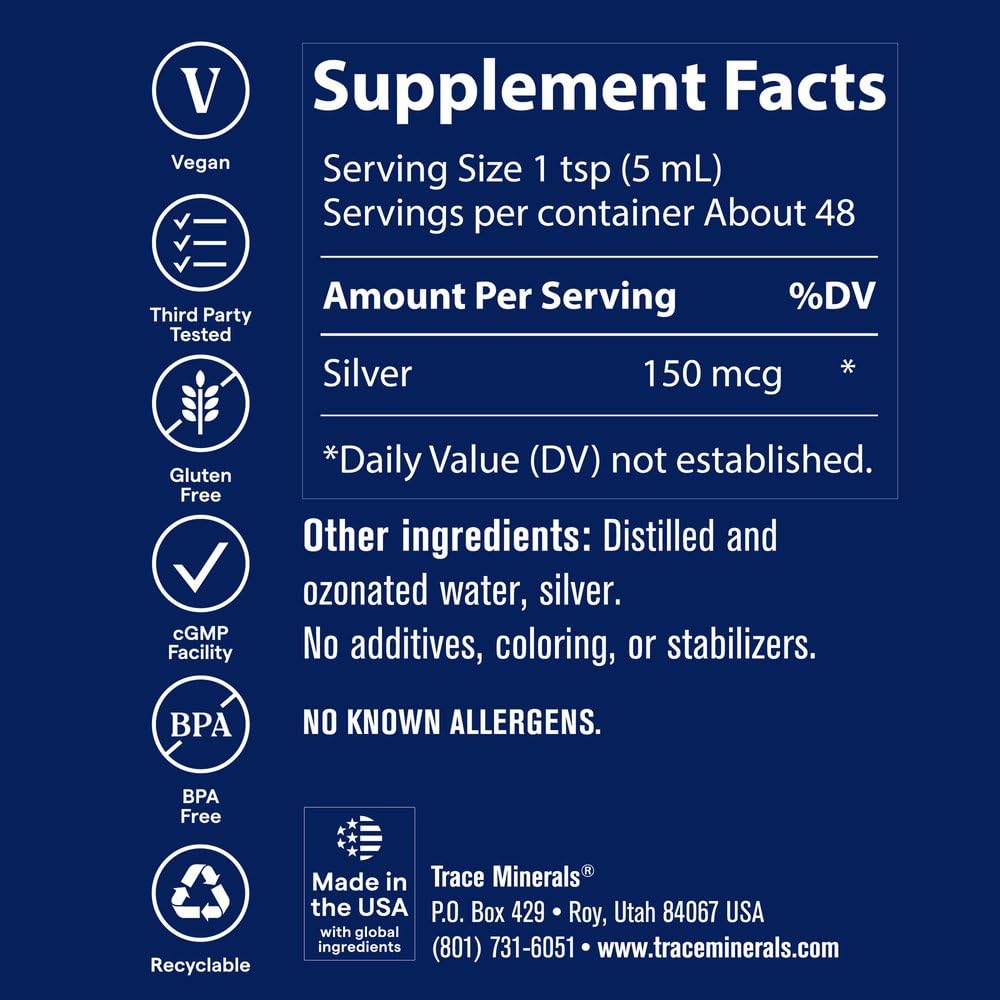 Trace Minerals Colloidal Silver Liquid Supplement - 8 oz - image 3
