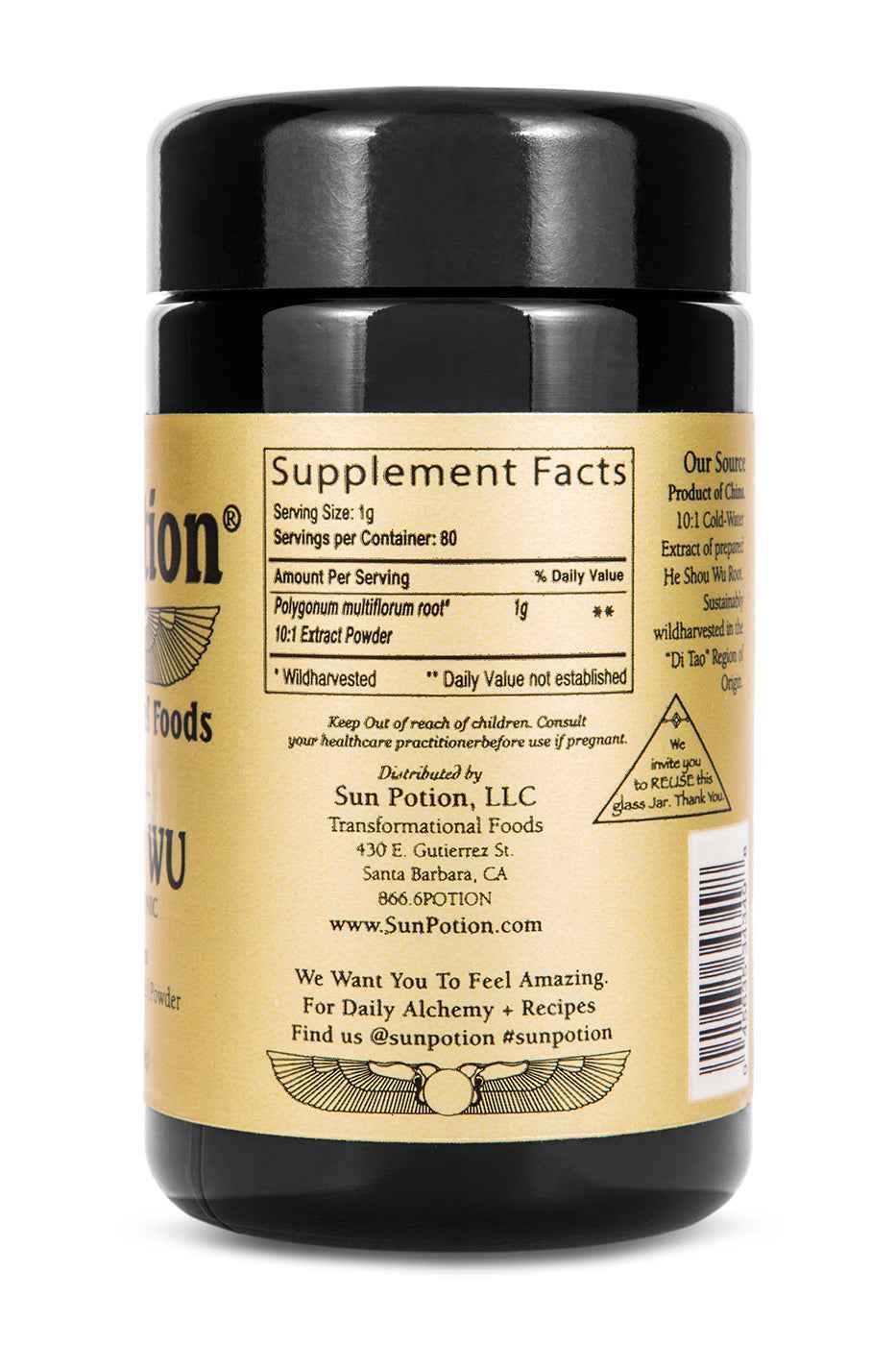 Sun Potion He Shou Wu Powder 10:1 Fo-Ti Root Extract - 200g - image 3