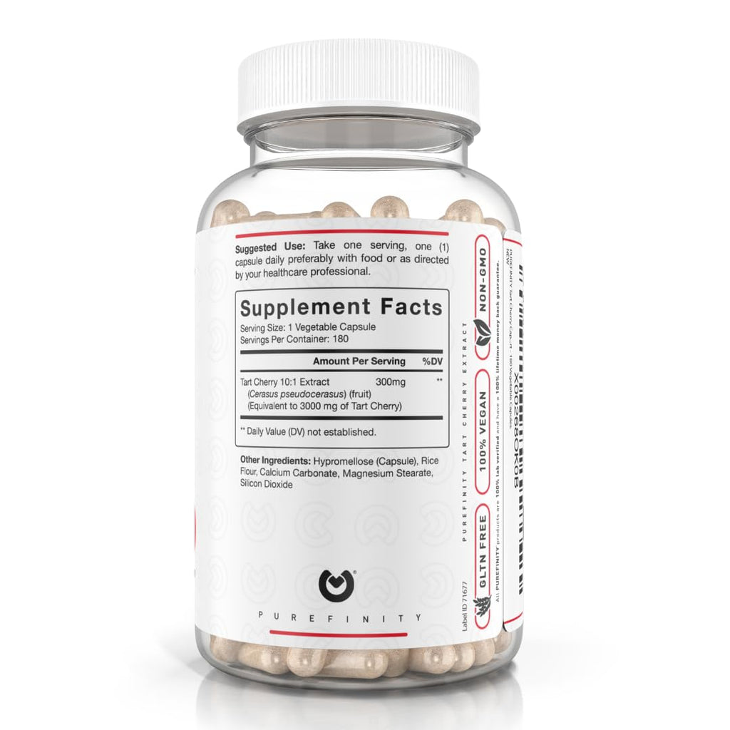 PUREFINITY Tart Cherry Capsules Uric Acid Flush Extract - 180 Count - image 5