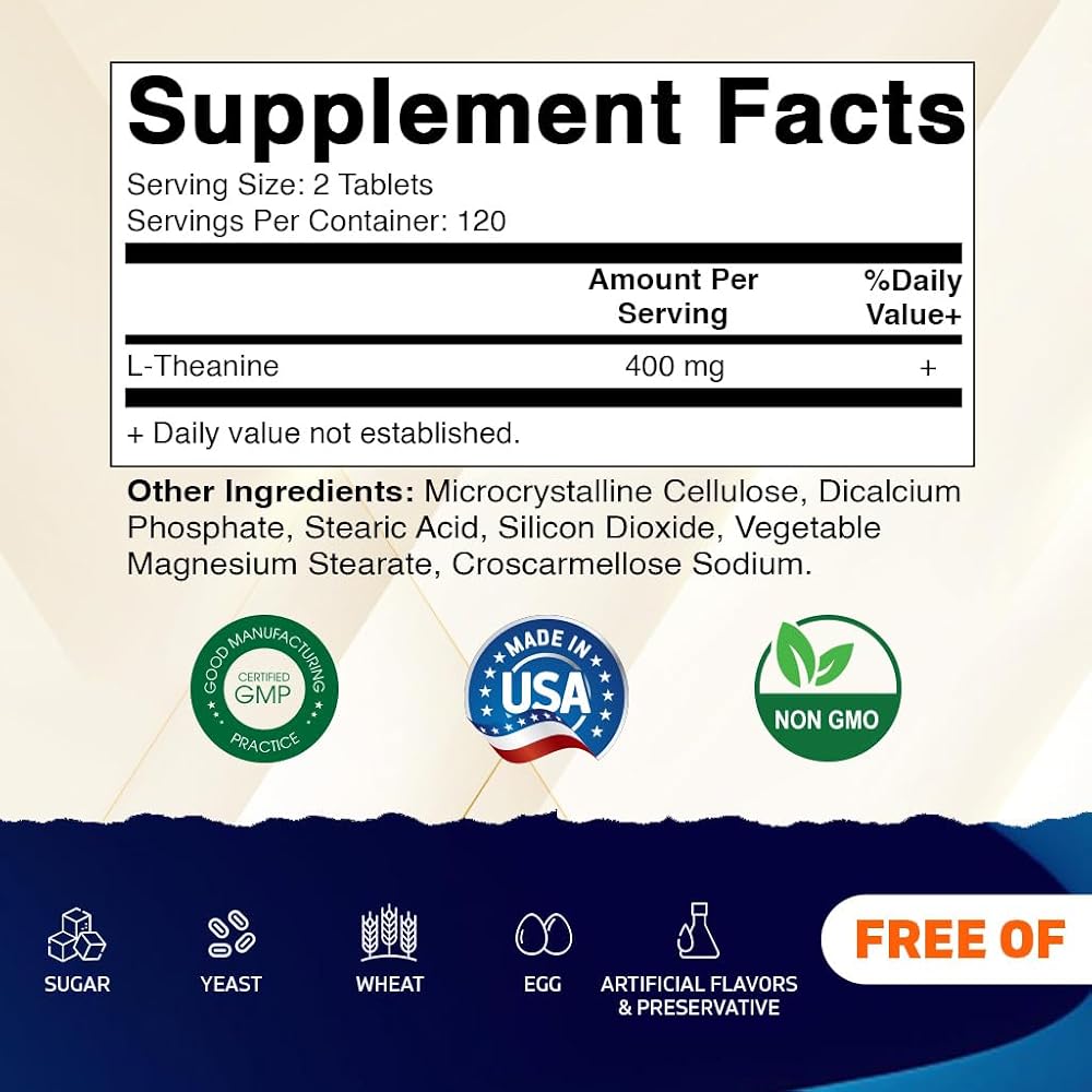 Vitamatic L-Theanine Supplement 400mg - 240 Tablets - image 2