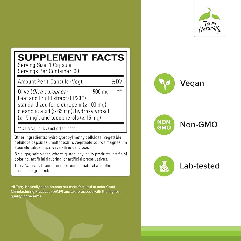 Terry Naturally Olive Extract EP20 Brain & Healthy Aging - 60 Capsules - image 2