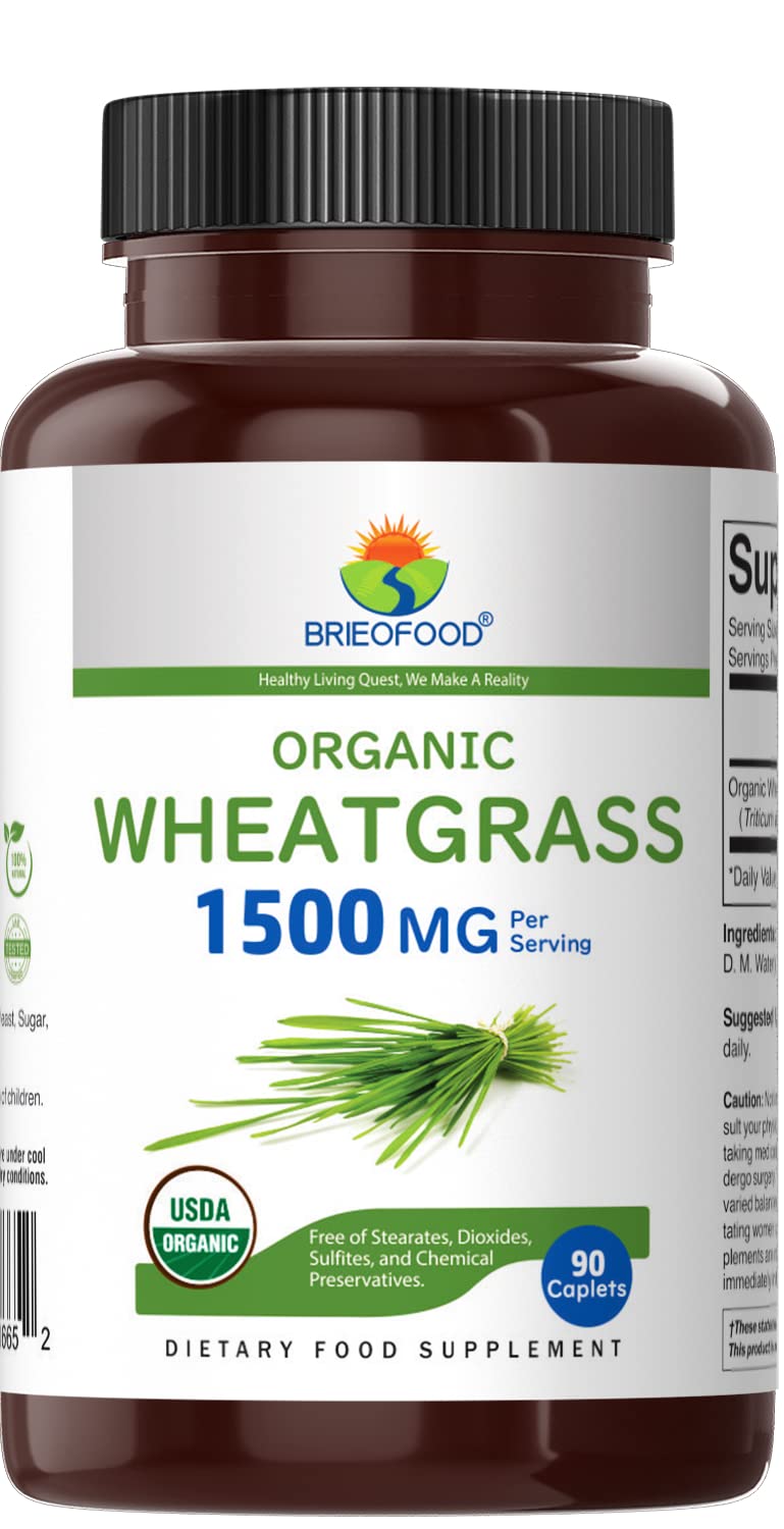 Brieofood Organic Wheatgrass 1500mg - 90 Vegetarian Tablets - image 2