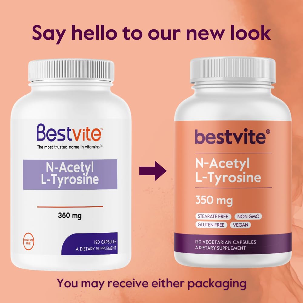 BESTVITE N-Acetyl L-Tyrosine 350mg for Focus & Mood - 240 Capsules - image 3