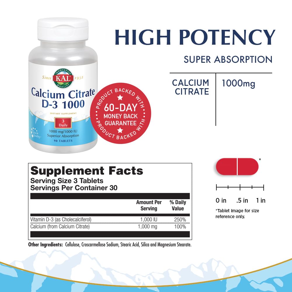 KAL Calcium Citrate Supplement with Vitamin D3