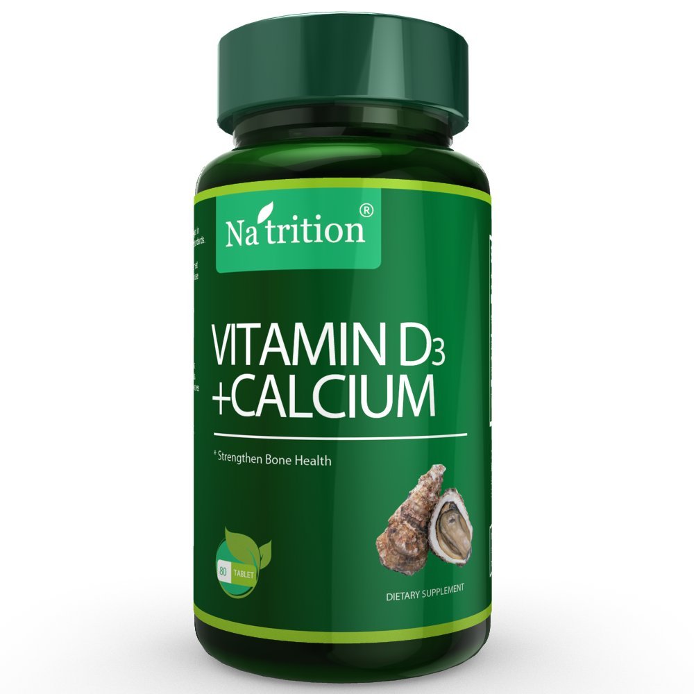 Na'trition Vitamin D3 Plus Calcium Tablets - 80 Tablets