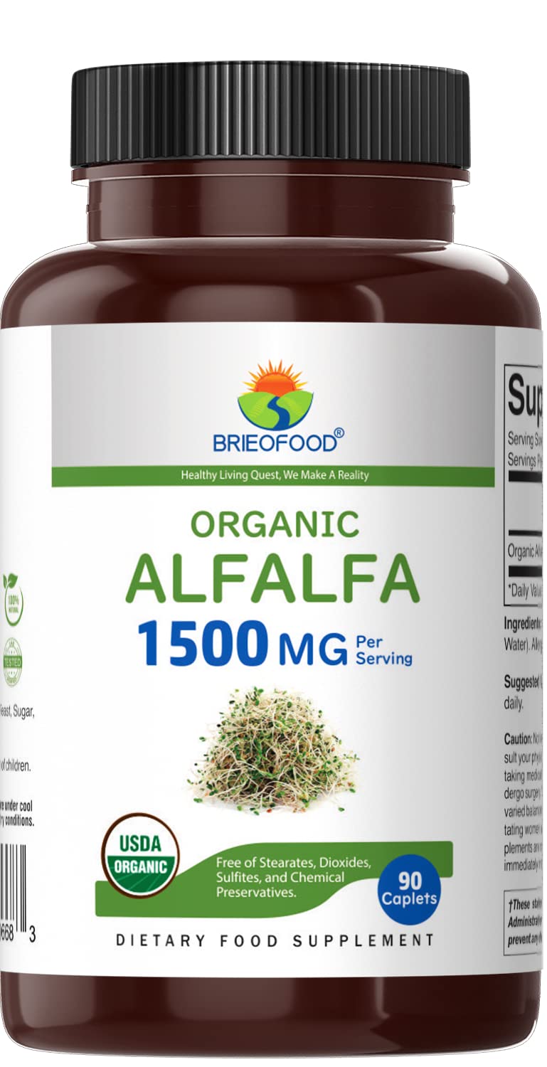 Brieofood Organic Alfalfa 1500mg - 90 Vegetarian Tablets - image 2