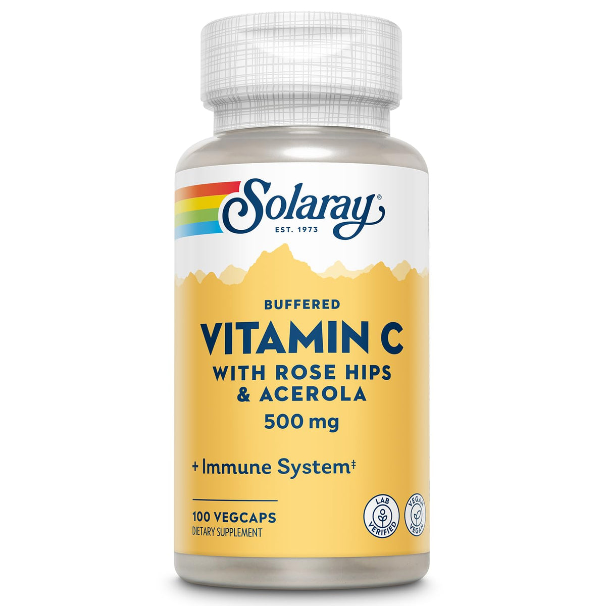 SOLARAY Buffered Vitamin C 500mg with Rose Hips - 100 Capsules