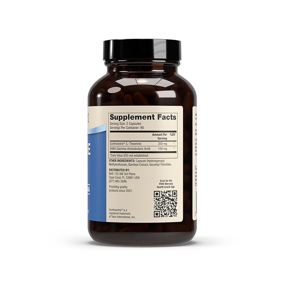 Dr. Mercola L-Theanine Plus GABA, 200 mg