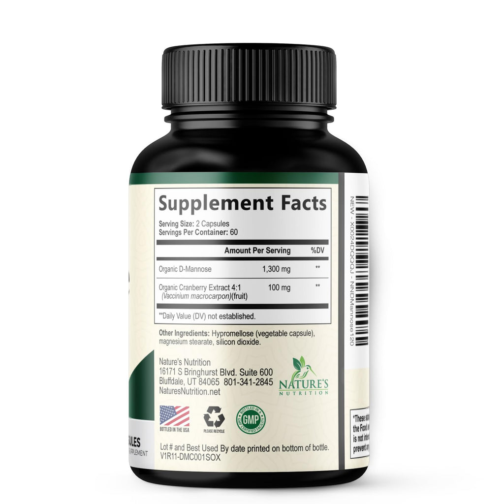 Nature's Nutrition D-Mannose 1000mg Per Serving - Cranberry