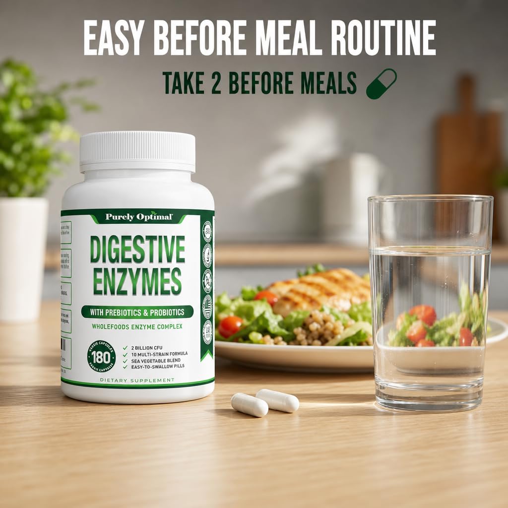Purely Optimal Digestive Enzymes, Probiotics & Prebiotics - 180 Capsules - image 6