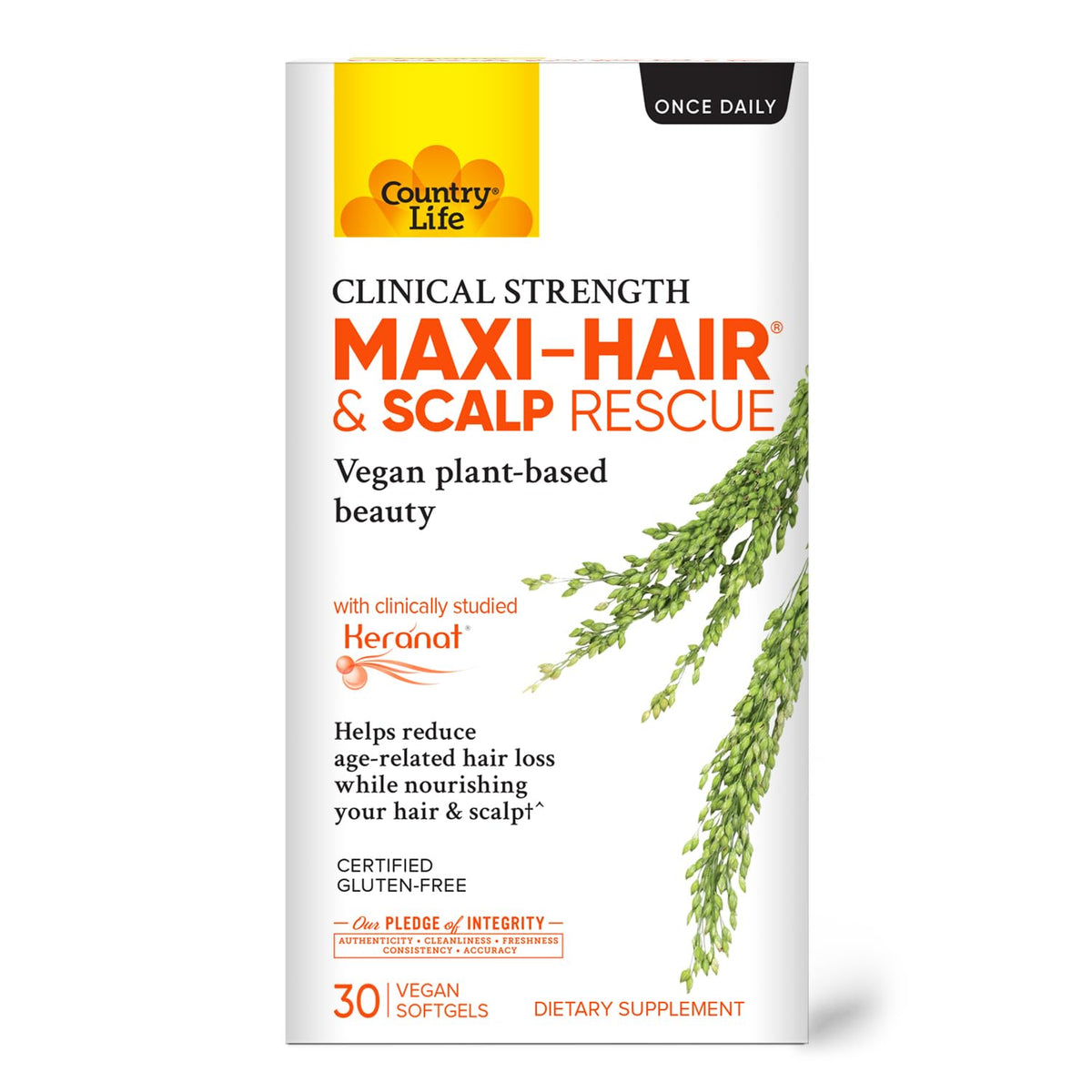 Country Life Maxi-Hair & Scalp Rescue Plant-Based - 30 Softgels