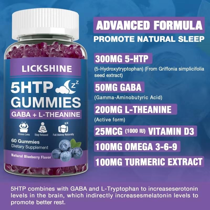 Lickshine 5-HTP GABA Sleep Support Gummies - 120 Count - image 2