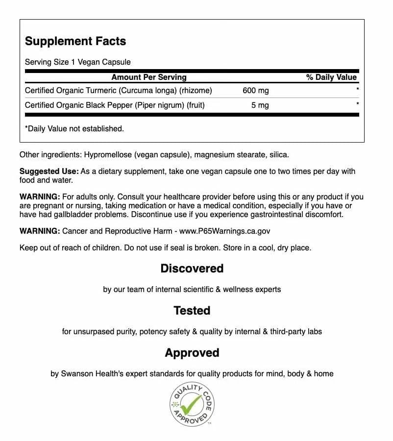 Swanson Turmeric & Black Pepper - Curcumin Supplement to Support