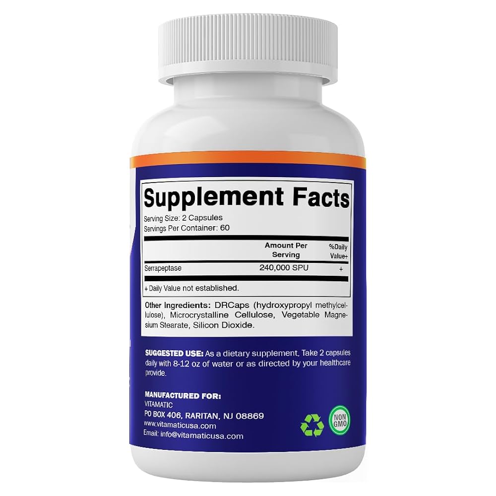 Vitamatic Serrapeptase 240,000 SPU - 120 Capsules - image 8