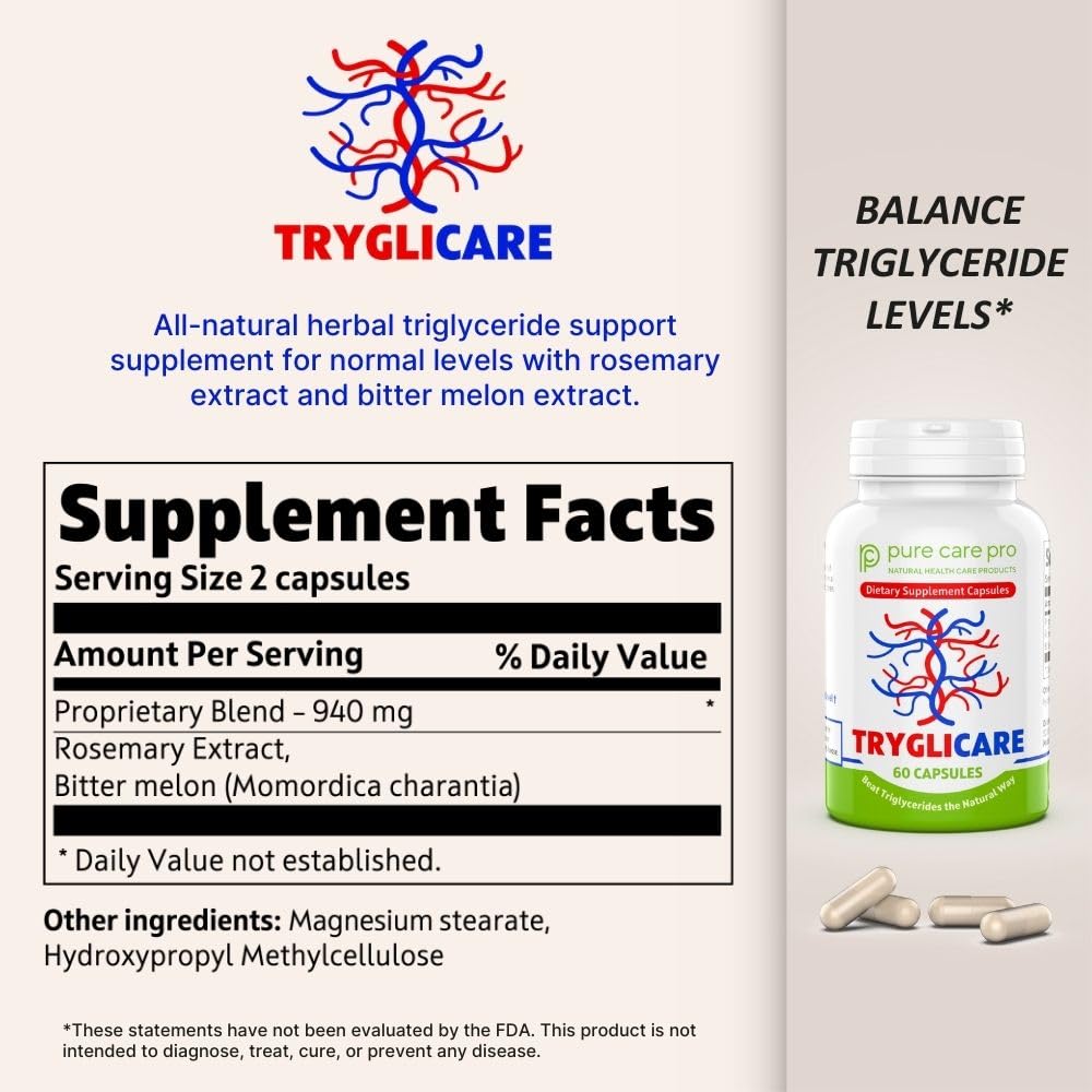 Pure Care Pro Tryglicare Triglyceride Support - 60 Vegan Capsules - image 5