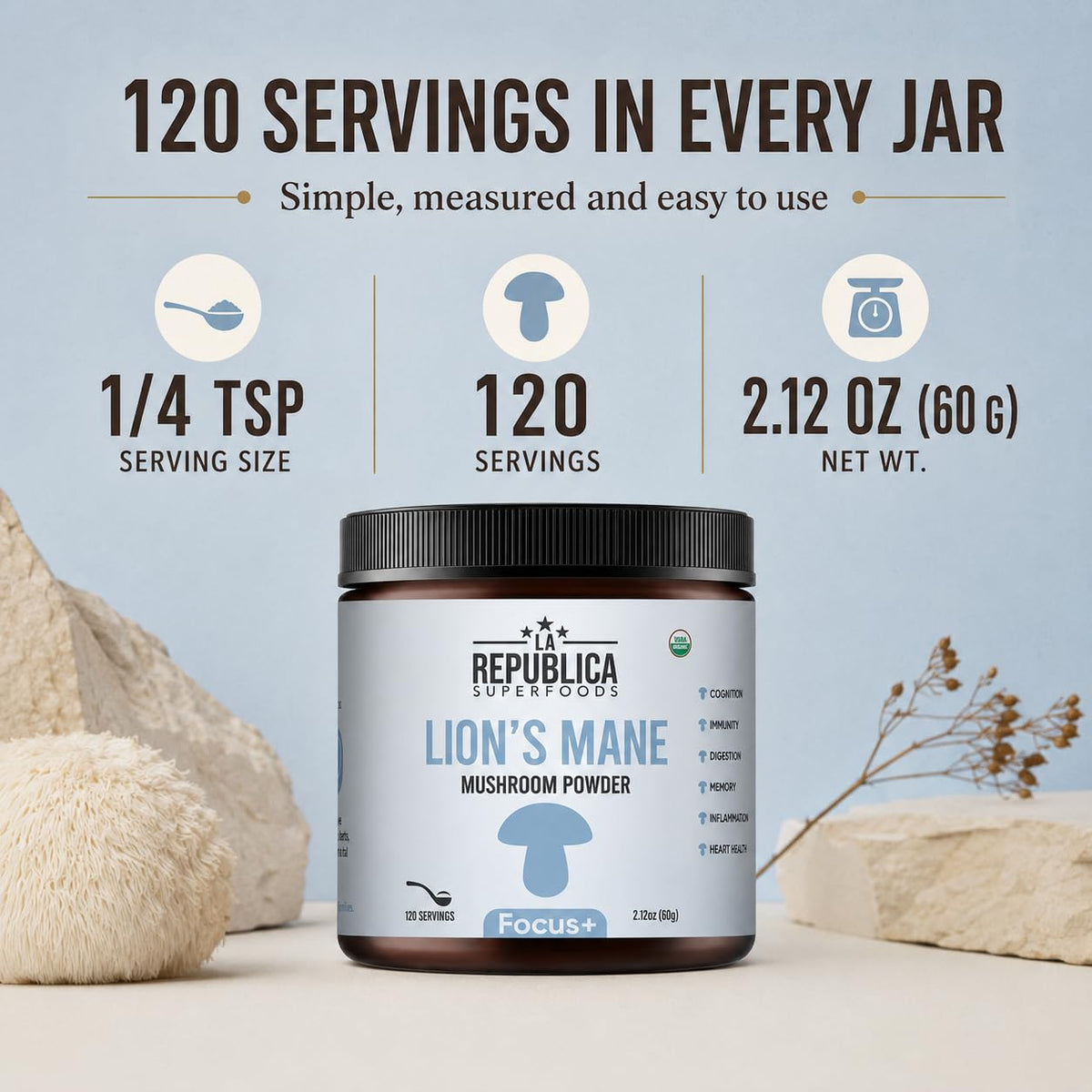 LRLA Superfoods Lion's Mane Extract Mushroom Powder - 120 Servings - image 3