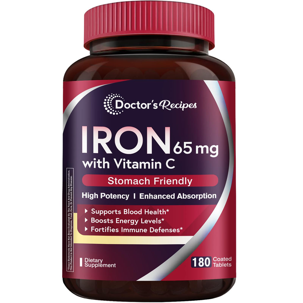 Doctor's Recipes Iron Supplement 65 mg with Vitamin C - 180 Tablets
